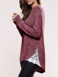 Asymmetric Lace Insert Pullover Sweater