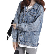 Hot Fashion Washed Loose Long-sleeved Thin Denim Jacket Coat Leisure All-matched Top Outwear