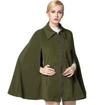 LINSHOW Oversize Loose Women Trench Zipper Casual Bat Sleeved Cloak Overcoat 2016 Autumn Army Green Warm Ladies Windbreaker