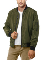 Men's Outdoors Windbreaker Classic Coat Casual Army Green Sportswear Lightweight Baseball Bomber Jacket