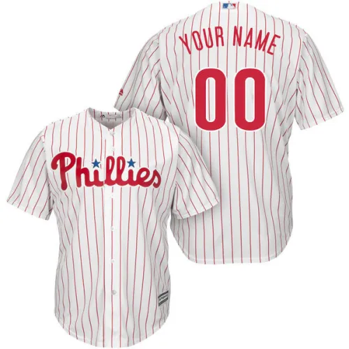 Material: 100% Polyester Cool Base ® technology is made with interlocking moisture-wicking fabric for a lightweight, breathable feel Tagless neck label and transfer locker tag Athletic modern fit Twill applique lettering will be used to customize your jersey Center back neck MLB silhouetted batter patch Jersey cannot be customized with a player's nickname and number Full or left chest official logo printed tackle twill decoration Personalize this jersey with your name or nickname and favorite number across