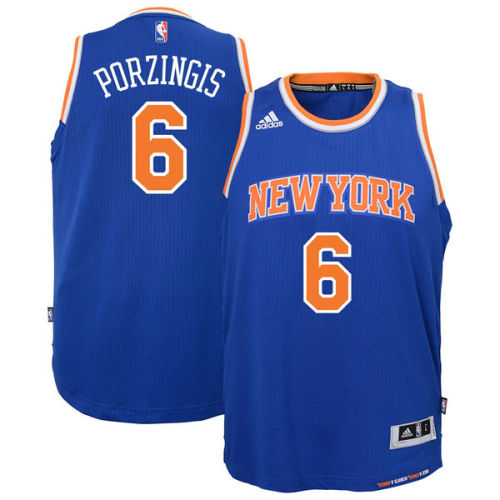 Kristaps Porzingis New York Knicks adidas Youth Road 2014-2015 Swingman Jersey - Blue