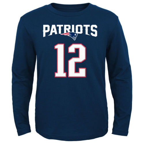 Tom Brady New England Patriots Youth Primary Gear Name & Number Long Sleeve T-Shirt - Navy Blue