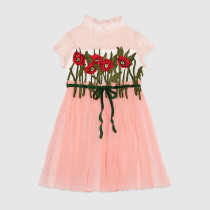 Children's silk dress with embroidery