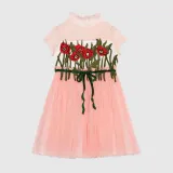 Children's silk dress with embroidery