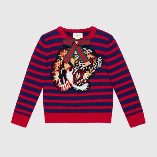 Children's striped sweater with tiger