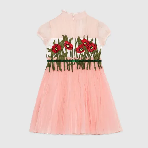 Children's silk dress with embroidery