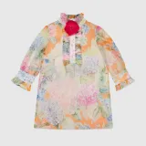 Children's hydrangea print silk dress
