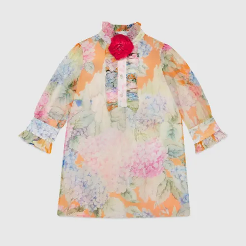 Children's hydrangea print silk dress