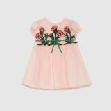 Children's silk dress with embroidery