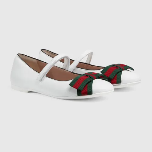 Children's leather ballet flat with Web