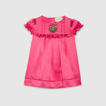 Baby satin dress with tiger