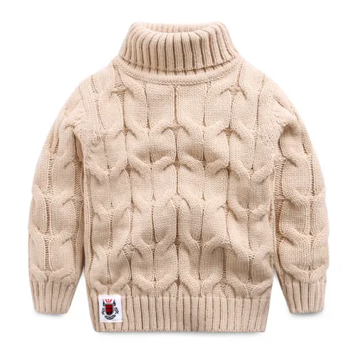 High Quality LittleSpring England Style Baby Boy Turtleneck Sweater Autumn Winter Cottons Warm Sweaters Children Boys Pullovers