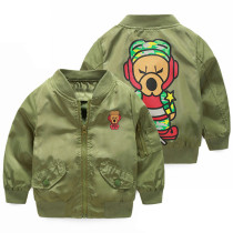 2-9Age Mudkingdom New Spring Boys Jackets Kids Casual Army Green Bomber Jacket Trendy Cartoon Print Outwear Children Sport Coat