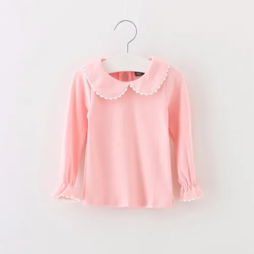 Babies Girls T shirt Peter pan Collar Bottoming Shirts Girl tops tees shirts Kids children's clothes Girl Blouse infant clothing