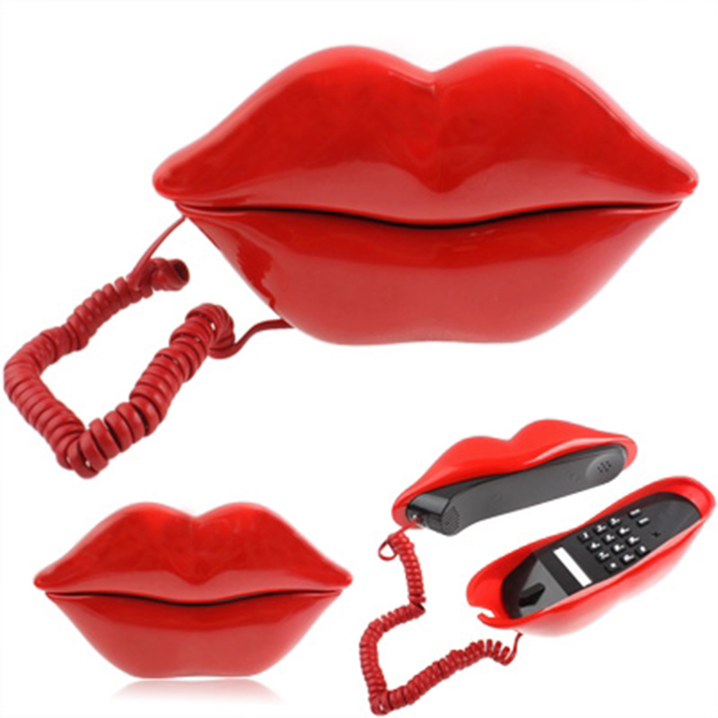 Sexy Red Hot lips Shape Vintage Call ID Household Fixed Telephone Landline High-end For Business Office Home