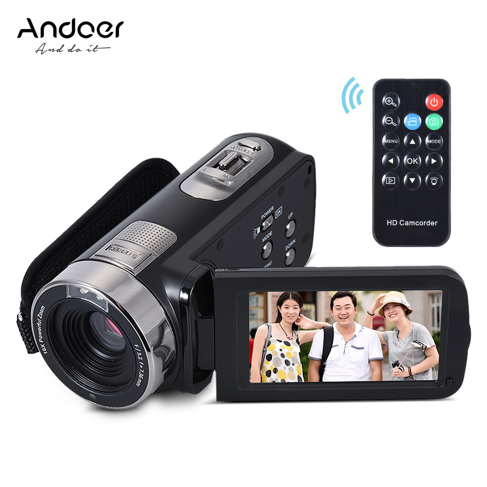 Andoer HDV-302S Full HD 1080P Digital Video Camera 3  LCD Touch Screen 20MP Anti-shake Mini Video Camcorder With Remote Shutter