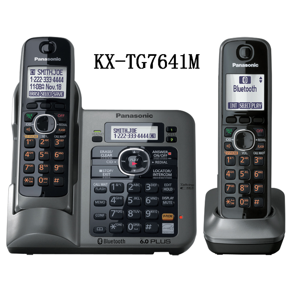 2 Handsets KX-TG7642M DECT 6.0 link-to-cell Digital wireless phone Cordless Phone