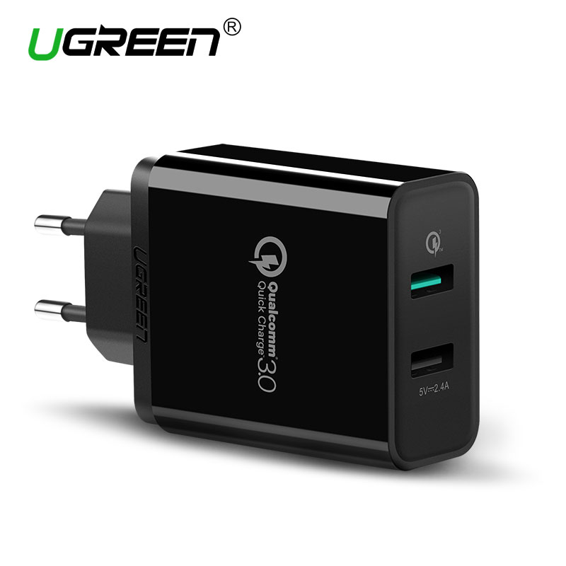 Ugreen Qualcomm Quick Charge 3.0 Dual USB Wall Charger 30W Fast Mobile Phone Charger for Samsung Huawei Xiaomi Quick Charger EU