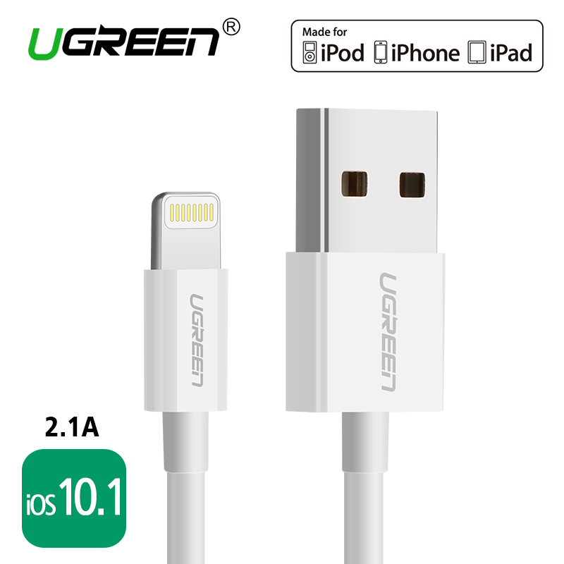 For MFi iPhone Cable 2m 1m iOS10.1,Ugreen 2.1A Fast Mobile Phone Lightning to USB Charger Data Cable for iPhone 6 iPad Air iPod