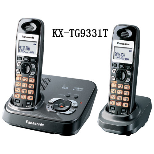 2 Handsets KX-TG9331T DECT 6.0 Expandable Digital Cordless Phone with Answering System, Black