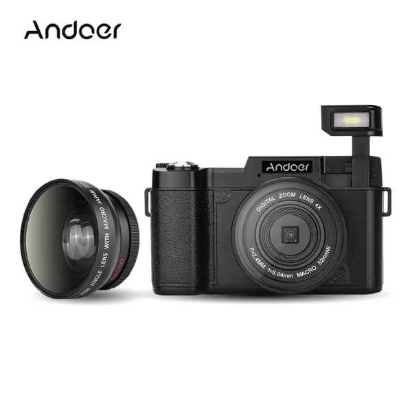 Andoer CDR2 Digital Camera Full HD 1080P Video Camera 24MP 4X digital zoom Anti-shake With Flashlight Wide-angle Lens Camcorder