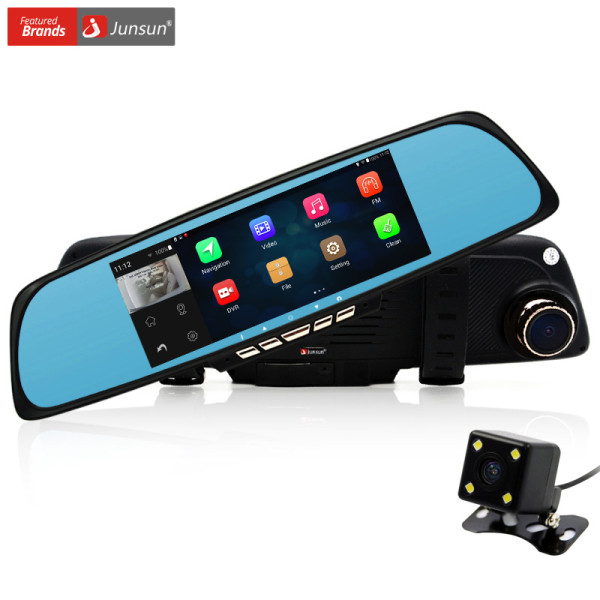Free Gift 32GB Card!! Junsun A700 Android 6.86 inch Car GPS Navigation DVR Rear view Mirror Camera automobile sat nav navigator