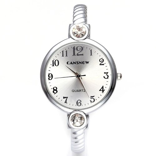 Top Plaza Elegant Fashion Women's Grils' Retro Bracelet Bangle Wrist Quartz Watch, Silver Tone