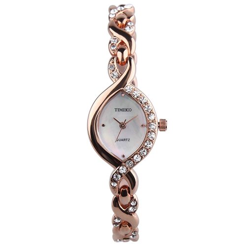 Time100 Romantic Diamond Oval Pearl Shell Dial Bracelet Watch (One Bracelet One Watch) #W50119L.02A