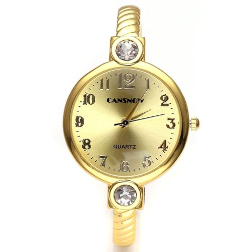 Top Plaza Elegant Fashion Women's Grils' Retro Bracelet Bangle Wrist Quartz Watch, Gold Tone