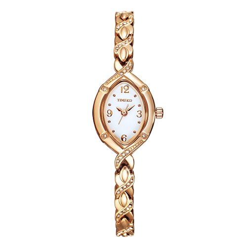 TIME100 Fashion Diamond Oval Dial Rose Golden Bracelet Ladies Watch #W50170L.02A
