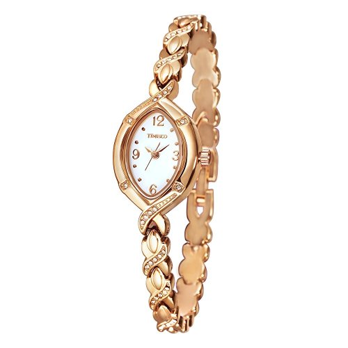 TIME100 Fashion Diamond Oval Dial Rose Golden Bracelet Ladies Watch #W50170L.02A