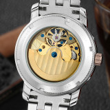 BINKADA Skeleton Tourbillion Mechaniccal Watches Relogio Self Wind Luxury Genuine Leather Strap Business Mens Mechanical Watch