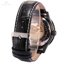 Classic Luxury Ks Royal Black Big Case Black Automatic Mechanical Skeleton Wrap Relogio Self Wind Men Mechanical Watch / KS114
