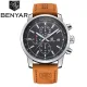 BENYAR Brand Sport Men Watch Top Brand Luxury Male Leather Waterproof Chronograph Quartz Military Wrist Watch Men Clock saat