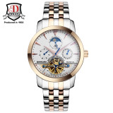 BINKADA Skeleton Tourbillion Mechaniccal Watches Relogio Self Wind Luxury Genuine Leather Strap Business Mens Mechanical Watch