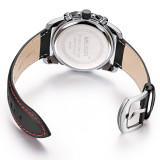 Top Luxury Brand MEGIR Men Sports Watches Men's Quartz Hours Chronograph 6 Hands Clock Man Leather Strap Military Wrist Watch