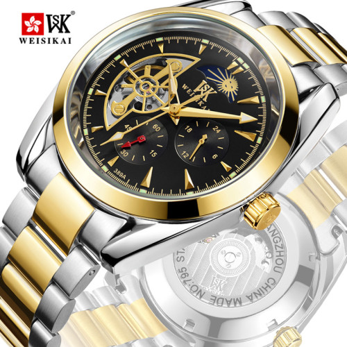 Genuine Weisikai men really nail strip stars hollow luminous automatic mechanical watches