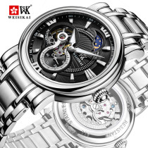 Men's business Weisikai stainless steel waterproof two needle watch automatic mechanical watch one generation