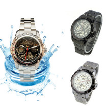 Milky 1X Pierced Stainless Steel Band Men Skeleton Automatic Mechanical Waterproof Watch Relojes Hombre JAN20