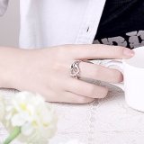 BOHG Jewelry Womens 925 Sterling Silver Plated Heart Dolphin Cute Eternity Ring Love Promise Wedding Band