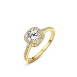 Winter.Z Womens Jewelry Circular Bead Square Ring Diamond 18K Gold Ring Wedding