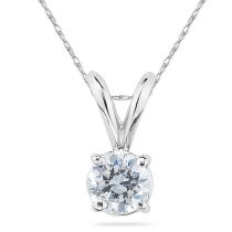 AGS Certified 1/3 Carat Round Diamond Solitaire Pendant in 14K White Gold, 18 inch