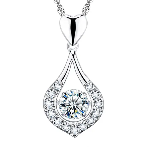 You Are The One  Designer Jewelry Twinkling Heart Collection Sterling Silver Pendant Necklace
