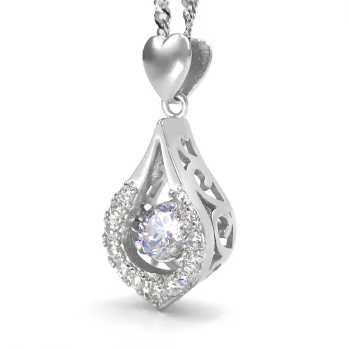 You Are The One  Designer Jewelry Twinkling Heart Collection Sterling Silver Pendant Necklace