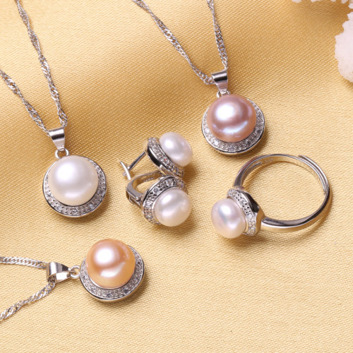 FENASY selling natural pearl jewelry set for women fashion 925 sterling silver pendant & earrings , pearl jewelry , 2017 new