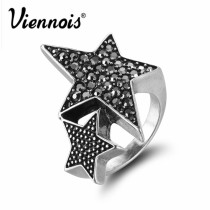 New Viennois Silver Plated Full Star Rings for Woman Trendy Rhinestone Party Rings Fashion Birthday Gift