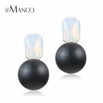 eManco Trending Now 3 Color Romantic Geometric Statement Stud Earrings for Women Crystal White Opal Beads Brand Jewelry