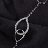 JewelryPalace 925 Sterling Silver Cubic Zirconia Teardrop Link ID Bracelet 8.58 Inch Statement Fine Jewelry Women Bracelet