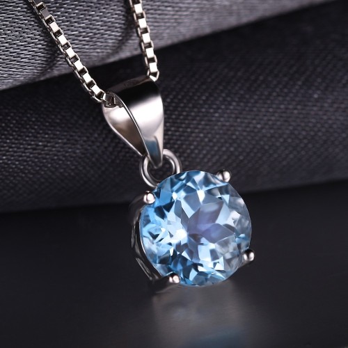 Jewelrypalace 6ct Natrual Blue Topaz Ring Earrings Pendant Necklace Jewelry Sets 925 Solid Sterling Silver Round Gemstone Brand